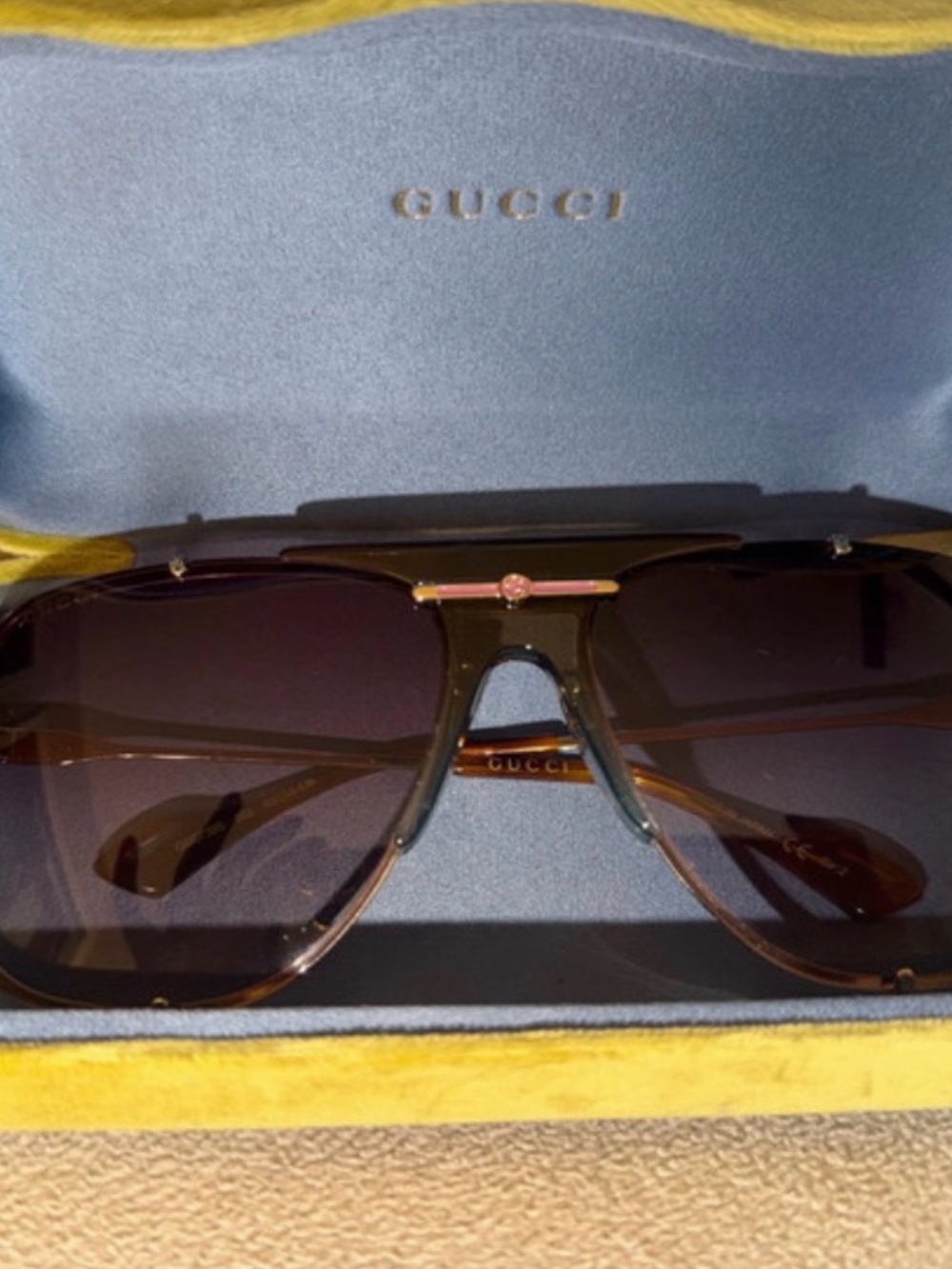 Gucci Brown Gradient Aviator-Pilot frame Sunglasses